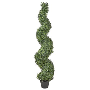 Artificial Potted Spiral Tree Green Plastic Leaves Material Metal Construction 158 Cm Decorative Indoor Outdoor Garden Accessory Beliani
