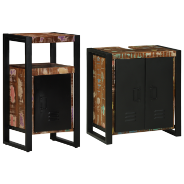 Vidaxl Bathroom Furniture Set 2 Pcs Brown Solid Reclaimed Wood
