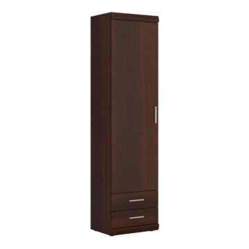 Imperial Tall 1 Door 2 Drawer Narrow Cabinet In Dark Mahogany Melamine