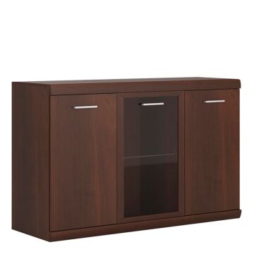 Imperial 3 Door Glazed Sideboard In Dark Mahogany Melamine