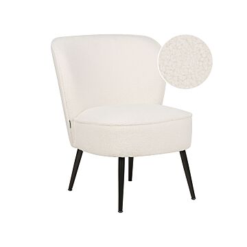 Armchair White Boucle Fabric Armless Accent Chair Armless Metal Legs Modern Design Living Room Bedroom Beliani