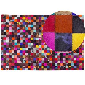Rug Multicolour 200 X 300 Cm Genuine Leather Cowhide Patchwork Handcrafted Beliani