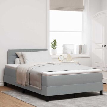 Vidaxl Box Spring Bed With Mattress & Led Light Grey 120x200 Cm Fabric