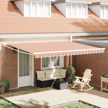 Vidaxl Manual Retractable Awning Multicolour Stripe 450x300 Cm