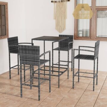 Vidaxl 5 Piece Garden Bar Set Poly Rattan Grey