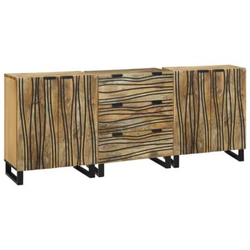 Vidaxl Bathroom Furniture Set 3 Pcs Brown Medium Solid Wood