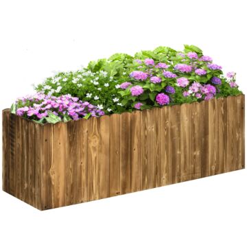 Outsunny 172l Garden Flower Raised Bed Pot Wooden Outdoor Large Rectangle Planter Vegetable Box Outdoor Herb Holder Display (120l X 40w X 40h (cm))