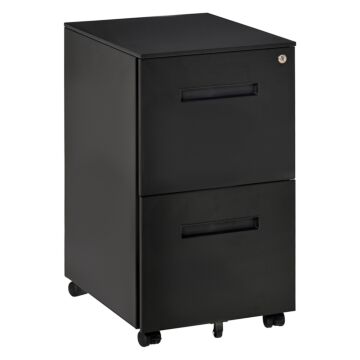Vinsetto Mobile File Cabinet Vertical Home Office Organizer Filing Furniture With Adjustable Partition For A4 Letter Size, Lockable, Black
