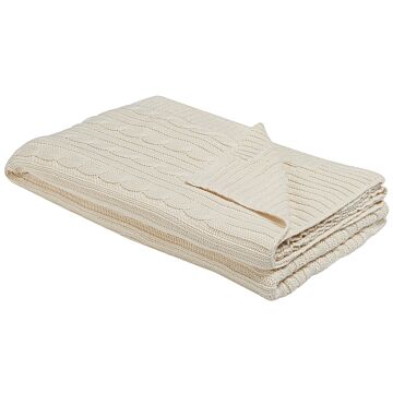 Blanket Beige Cotton 110 X 180 Cm Bed Throw Boho Beliani