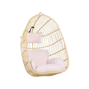 Hanging Chair Beige Rattan Ceiling-mounted Indoor-outdoor Egg Shape Boho Beliani