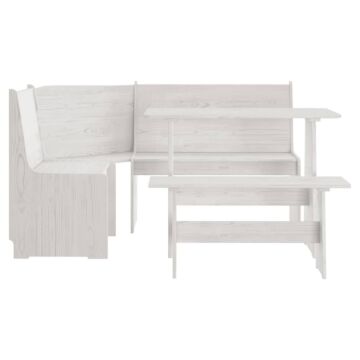 Vidaxl 3 Piece Dining Set White Solid Wood Pine