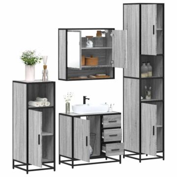 Vidaxl 4 Piece Bathroom Furniture Set Grey Sonoma Engineered Wood