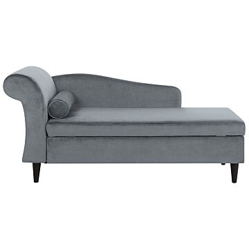 Chaise Lounge Light Grey Velvet Upholstery With Storage Left Hand With Bolster Beliani