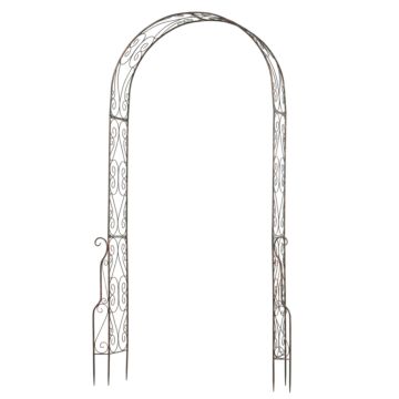 Outsunny Metal Decorative Garden Rose Arch Arbour Trellis For Climbing Plants Support Archway Wedding Gate 120l X 30w X 226h (cm)