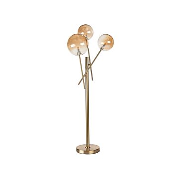 Desk Lamp Gold Metal Glass 3 Round Shades Modern Glam Design Living Room Lighting Beliani
