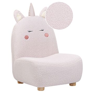 Animal Chair Pink Polyester Upholstery Armless Nursery Furniture Seat For Children Modern Design Unicorn Shape Beliani