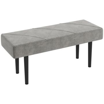 Homcom End Of Bed Bench With X-shape Design And Steel Legs, Upholstered Hallway Bench For Bedroom, Grey