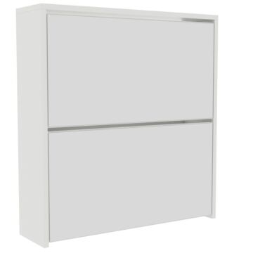 Welham 2 Drawer Mirrored Shoe Cabinet, White