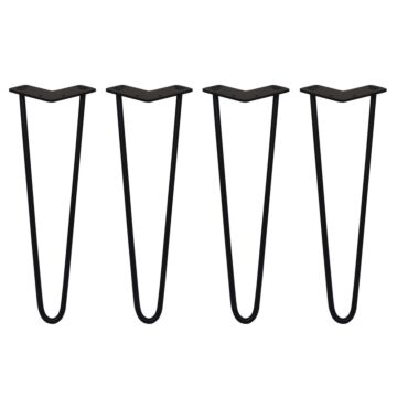 4 X 16" Hairpin Legs - 2 Prong - 10mm - Black