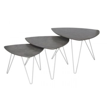 Cannon Nest Of Tables Stone With White Metal Legs