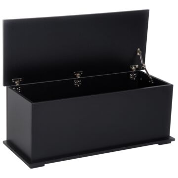 Homcom Wooden Storage Box Clothes Toy Chest Bench Seat Ottoman Bedding Blanket Trunk Container With Lid - Black