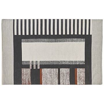 Area Rug Multicolour Cotton 160 X 230 Cm Scandinavian Printed Pattern Handwoven Rectangular Living Room Beliani