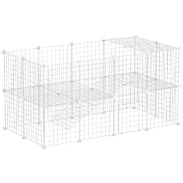 Pawhut Diy 36 Panel Pet Playpen Metal Wire Fence For Chinchilla, Hedgehog, Bunny, Indoor, Outdoor Use, White
