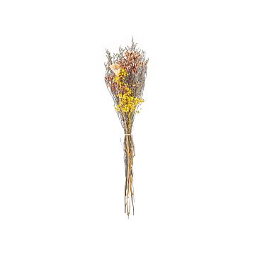 Dried Flower Bouquet Orange And Yellow Natural Dried Flowers 65 Cm Wrapped In Brown Paper Natural Table Decoration Beliani