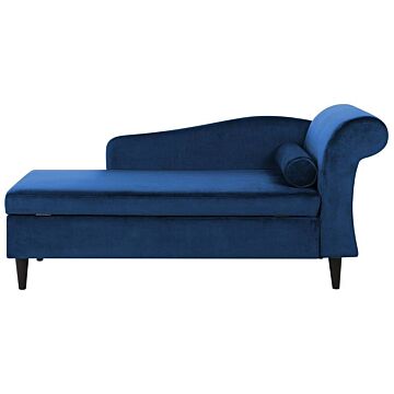 Chaise Lounge Blue Velvet Upholstery With Storage Right Hand With Bolster Beliani