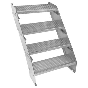 Adjustable 4 Section Galvanised Staircase - 600mm Wide