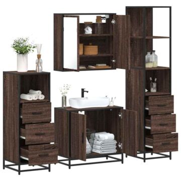 Vidaxl 4 Piece Bathroom Furniture Set Brown Oak Engineered Wood