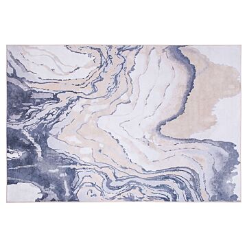 Area Rug Carpet Multicolour Polyester Fabric Abstract Pattern Rubber Coated Bottom 140 X 200 Cm Beliani