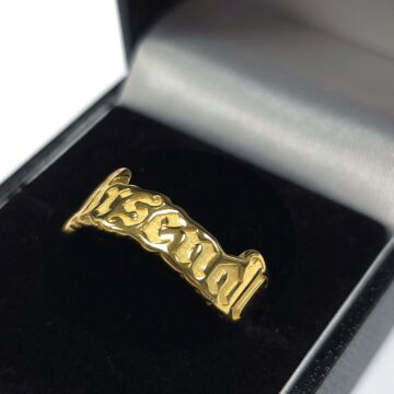 Arsenal Fc 18ct Gold Plated On Silver Text Ring - S