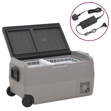 Vidaxl Cool Box With Wheel And Adapter Black & Grey 50 L Pp & Pe