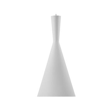 Hanging Light Pendant Lamp White With Gold Shade Geometric Cone Modern Minimalistic Design Beliani