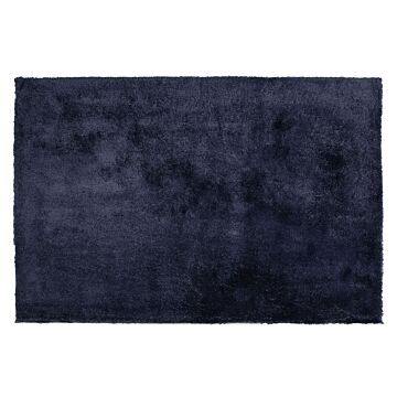 Shaggy Area Rug Blue Cotton Polyester Blend 140 X 200 Cm Fluffy Dense Pile Beliani