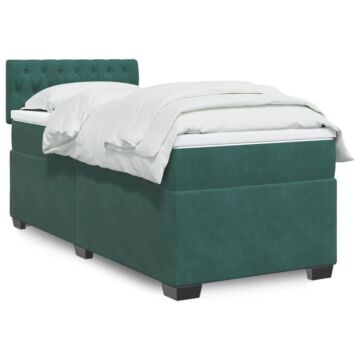 Vidaxl Box Spring Bed With Mattress Dark Green 80x200 Cm Velvet