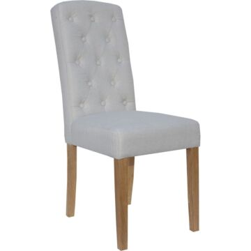 Button Back Upholstered Chair Natural/oak