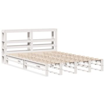 Vidaxl Bed Frame With Headboard White 140x200 Cm Solid Wood Pine