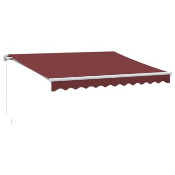 Vidaxl Manual Retractable Awning With Led Burgundy 300x250 Cm