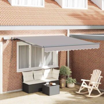 Vidaxl Manual Retractable Awning With Led Light Grey 350x250 Cm, Vidaxl Awning Replacement Fabric For 3,5x2,5 M Frame Light Grey