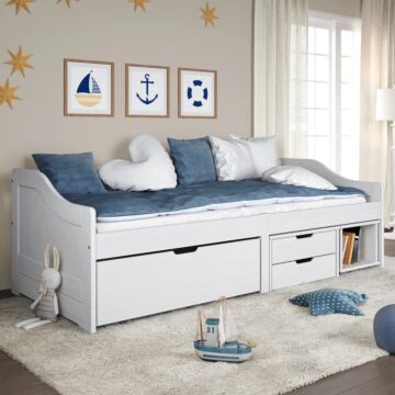 Vidaxl Day Bed With 3 Drawers Irun White 90x200 Cm Solid Wood Pine