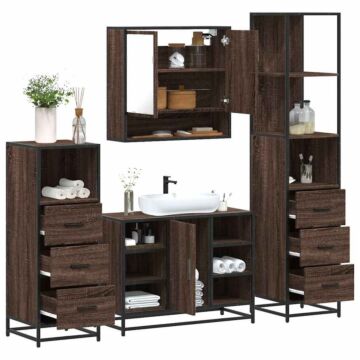 Vidaxl 4 Piece Bathroom Furniture Set Brown Oak Engineered Wood