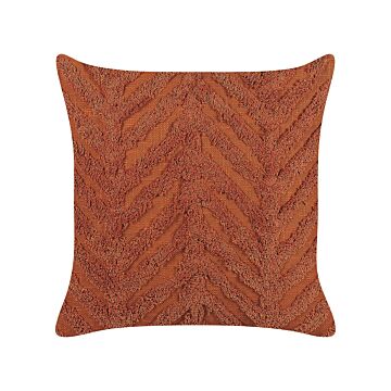 Scatter Cushion Orange Cotton 45 X 45 Cm Geometric Pattern Removable Cover With Filling Boho Style Beliani