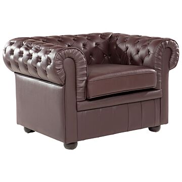 Chesterfield Armchair Brown Genuine Leather