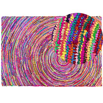 Area Rag Rug Multicolour With Cotton 160 X 230 Cm Rectangular Abstract Pattern Hand Woven Boho Beliani