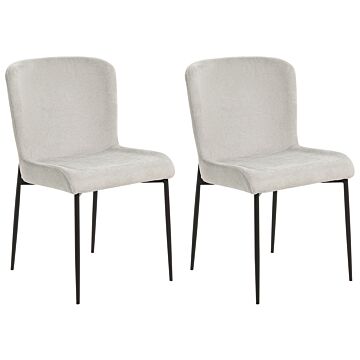 Set Of 2 Chairs Light Grey Polyester Knitted Texture Metal Legs Beliani