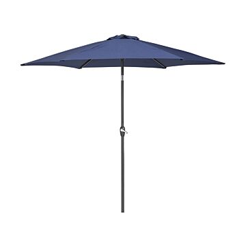 Garden Sun Parasol Navy Blue Fabric 230 Cm Weather Resistant Beliani