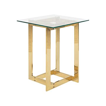 Coffee Table Clear Transparent Gold Square Glass Tabletop Metal Base Modern Design Beliani