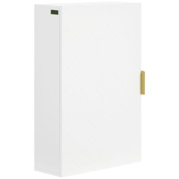 Kleankin Bathroom Wall Cabinet, Over Toilet Storage Cupboard With Adjustable Shelves For Hallway, Living Room, White